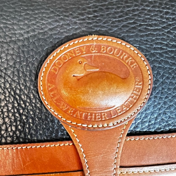 Dooney & Bourke Black and Tan Leather Messenger Bag - Picture 5 of 15